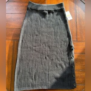 Bobi Los Angeles black ribbed knit skirt